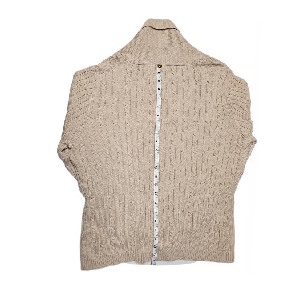 Charter Club Shawl Collar Cable Knit Pullover Sweater Beige Long Sleeve Cotton - Picture 11 of 14
